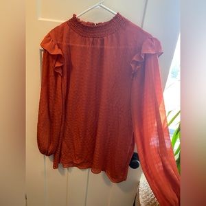Sheer blouse from Three Birds Nest; Orange; Medium